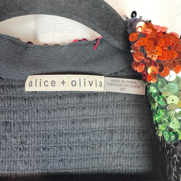 Alice + Olivia Sherryl Rainbow Sequin Cropped Blazer Jacket Puff Sleeves Small - Picture 3 of 7